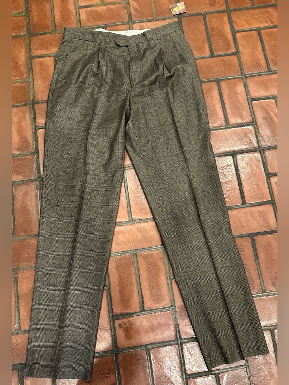 Ballin Manchester plaid wool Dress Pants in Brown/ Black Sz 38